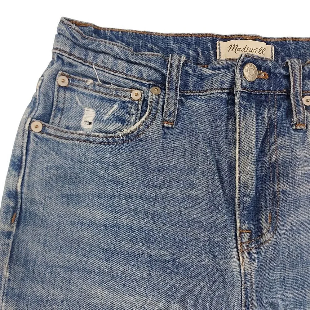 Madewell The High-Rise Slim Boyjean Womens 24 Blue Distressed Premium Denim